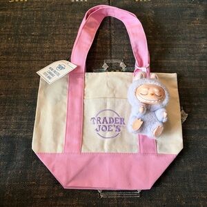 NWT Trader Joe’s Mini Pastel Canvas Tote Bag in Pink